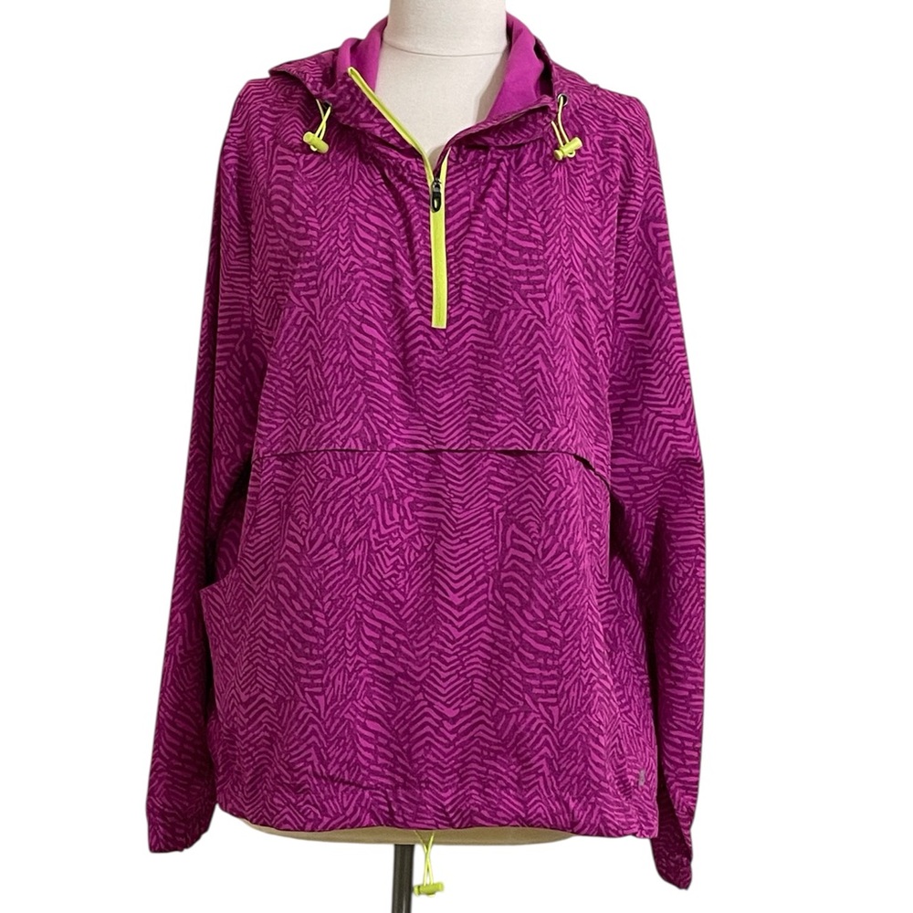 HIND Running Womens Pink/Purple Quarter Zip Windbreaker Hoodie Sz XL